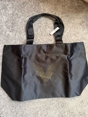 Victoria's Secret Black Tote with Gold Studded Wing Emblem